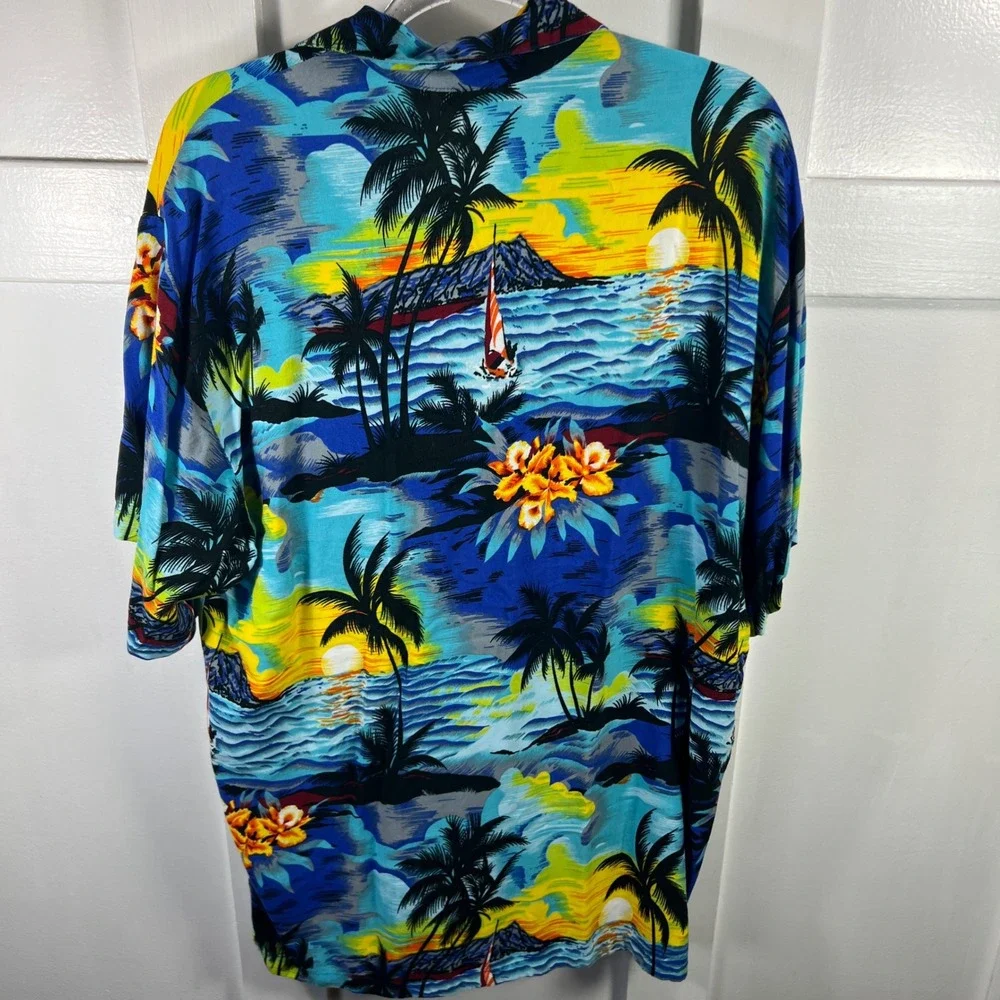 Uluwatu Mens XL Tropical Island Print Short Sleeve Button Down Hawaiian Shirt